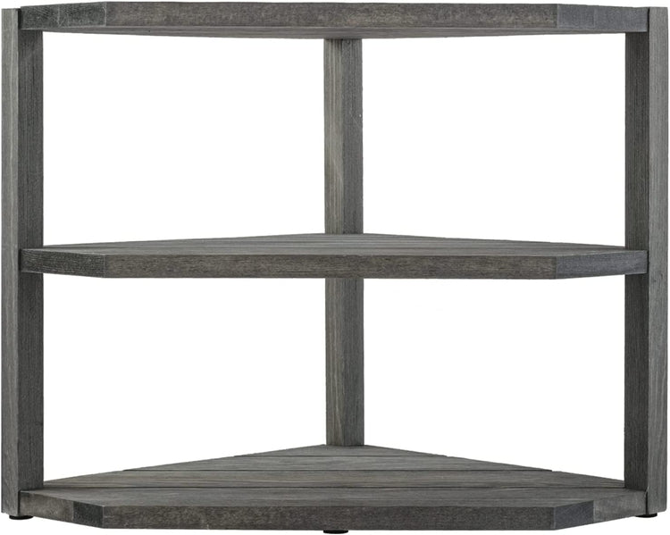 3-Tiered Weathered Gray Wood Kitchen Countertop Corner Organizer Shelf-MyGift