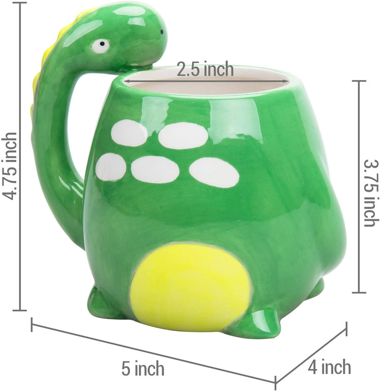 Adorable Deep Green Brontosaurus Dinosaur Cartoon Ceramic Coffee Mug-MyGift