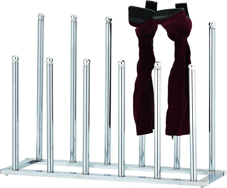 Chrome Plated Metal 6-Pair Boot Rack, Freestanding Closet Shoe Stand Organizer-MyGift
