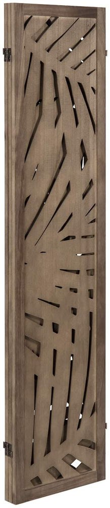3 Panel, Brown Wood Tropical Palm Leaf Cutout Decorative Room Divider-MyGift