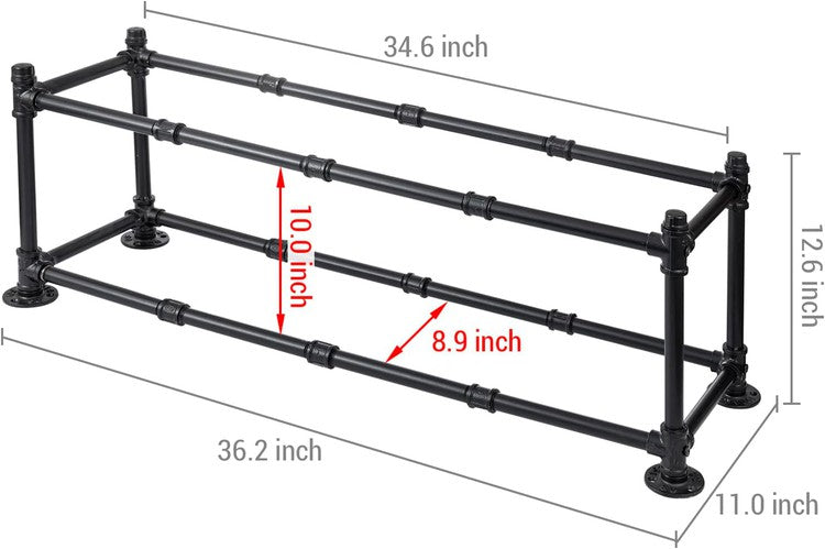 Stream Line Shoe Rack Tiered Matte Black Metal Pipe Freestanding Expanding Shoe Rack, Custom ...