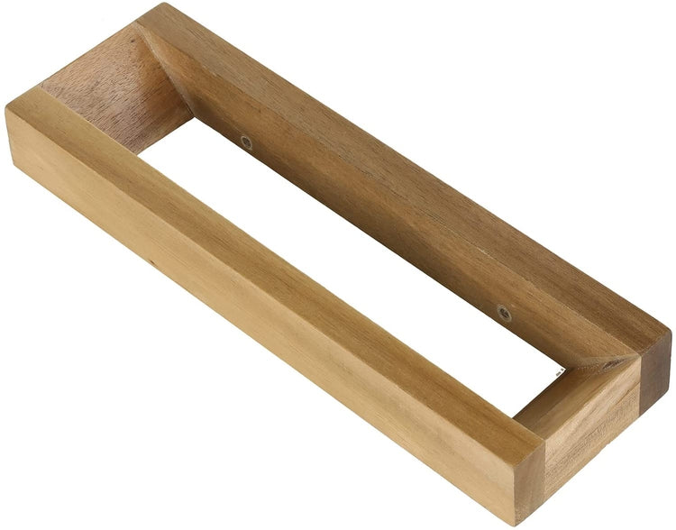 Set of 2, Acacia Wood Wall Mounted Angled Design Vinyl LP Record Storage Holder Display Shelf Racks-MyGift