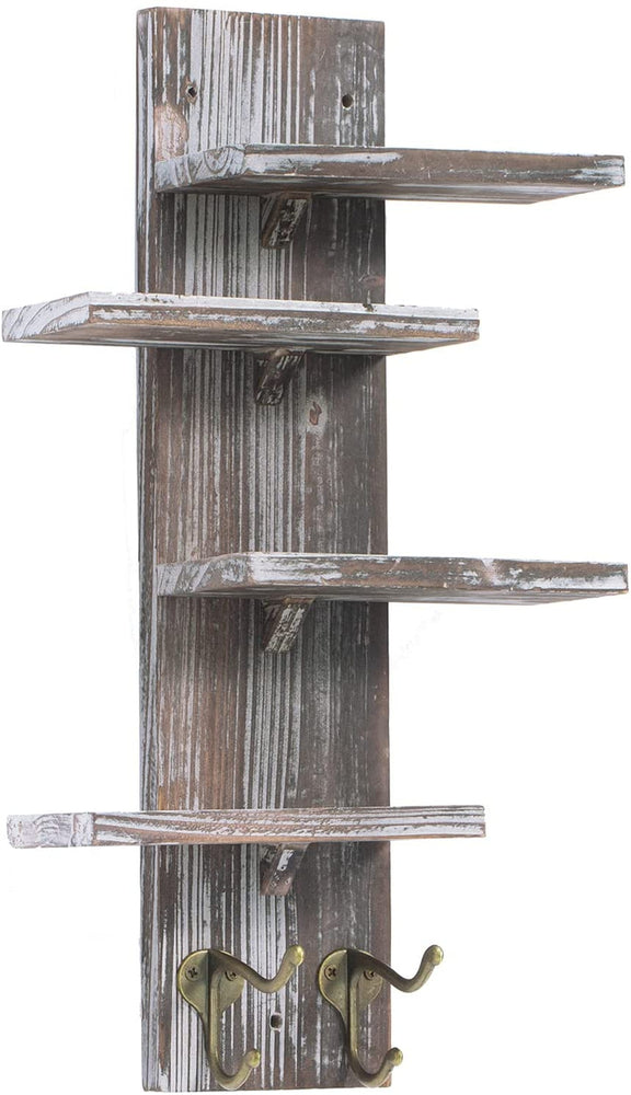 Torched Wood Sunglasses Holder Display Stand, Wall Mounted Retail Eyewear Showcase Shelf Rack, Holds 4-Pairs-MyGift