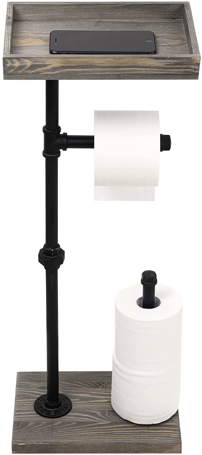 Toilet Paper Holder Stand Tissue Paper Roll Dispenser with Shelf