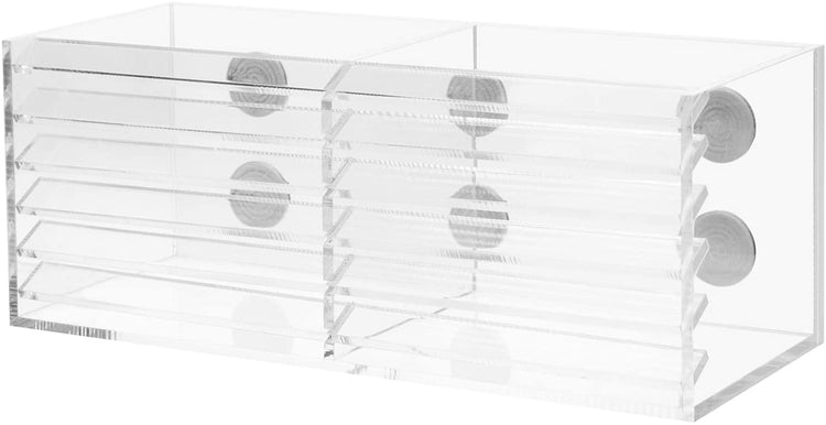 2 Slot Clear Acrylic Magnetic Dry Erase Whiteboard Marker Storage Bin, Office Supplies Organizer Box-MyGift