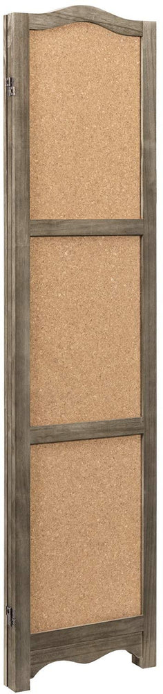 3-Panel Cork Board Room Divider with Brown Wood Frame-MyGift