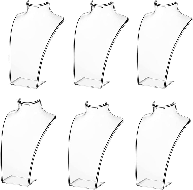 Set of 6, Clear Acrylic Necklace Bust and Earring Display Stand, Countertop 3D Jewelry Holder-MyGift