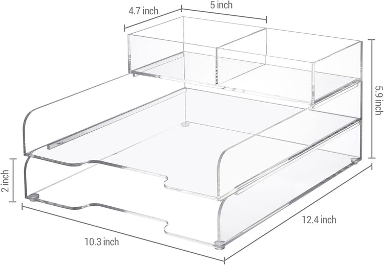 Acrylic Stacking Document Holder, Desktop File Folder Storage, Set of 2-MyGift