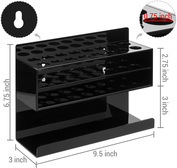 16 Slot, Black Acrylic Wall Mounted Dry Erase Whiteboard Marker and Eraser Holder Rack-MyGift