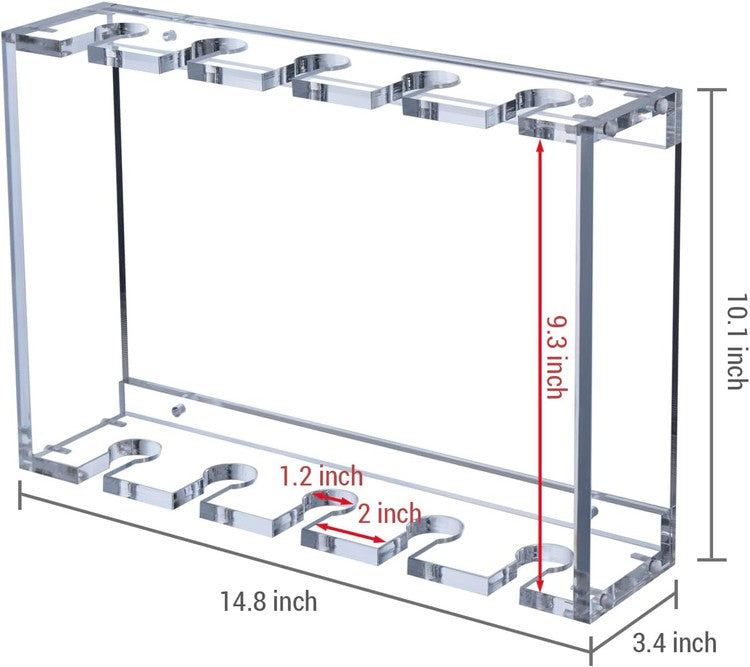 2 Tier Clear Acrylic Wall Mounted Champagne Flute Glasses Holder Display Rack, Hanger Storage Shelf-MyGift