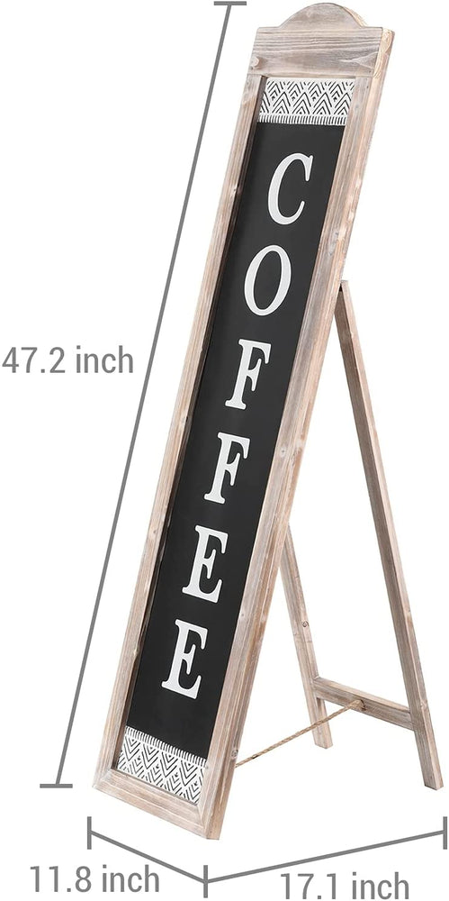 47-Inch Rustic Weathered Wood Freestanding A-Frame "COFFEE" Sidewalk Sign-MyGift
