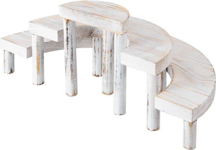 3 Tier White Wood Cupcake Stand, Dessert and Appetizers Stand, 3-Piece Set-MyGift