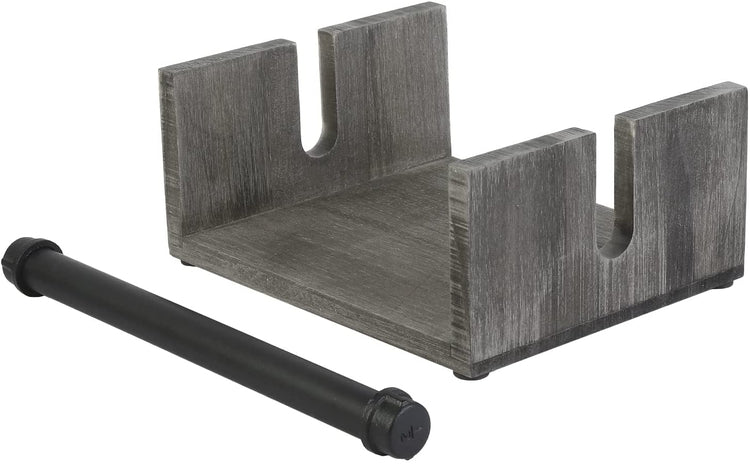 Kitchen Accessory Set, Gray Wood and Metal Paper Towel Holder Countertop and Napkin Holder with Weighted Arm-MyGift