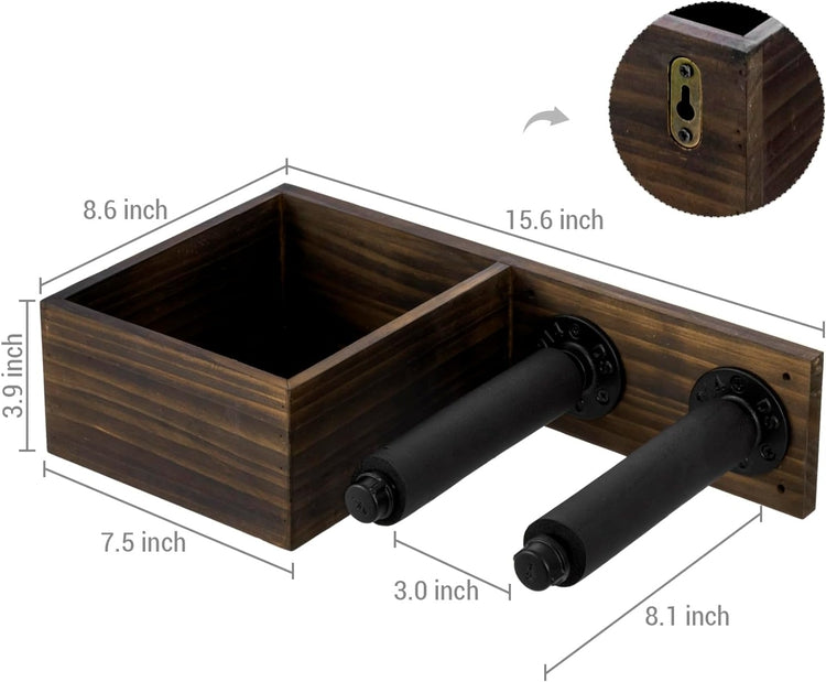 Wall Mounted Tennis Racket and Ball Rack, Burnt Dark Wood and Industri ...