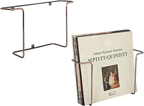 Wall Mounted Copper Tone Metal Wire Vinyl LP Record Storage Holder, Album Display Rack, Set of 2-MyGift