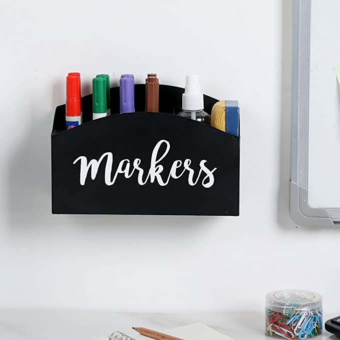 Wall Mounted Black Acrylic Dry Erase Marker Holder with White Cursive –  MyGift