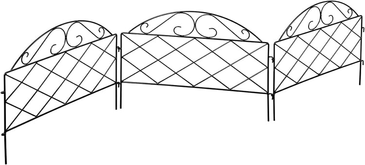Set of 4, Scrollwork Matte Black Metal Wire Linking Trellis, Lattice Support Stakes for Climbing and Crawling Plants-MyGift