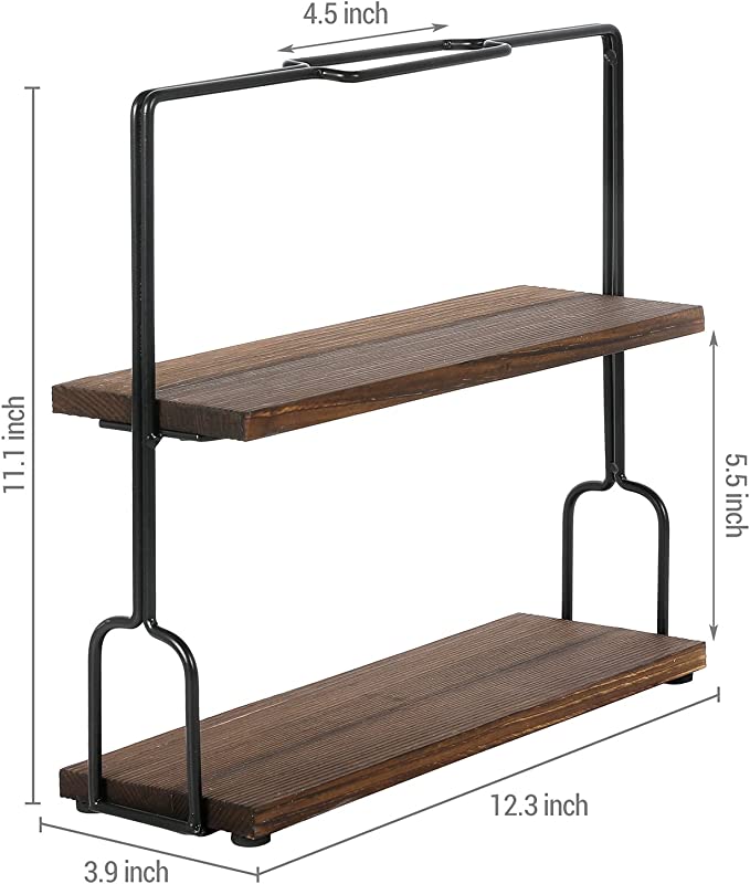 2-Tier Burnt Brown Wood and Metal Dessert Display Rack Pastry Holder, Cupcake Dessert Serving Stand-MyGift