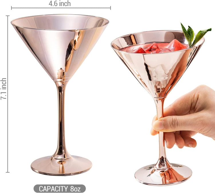 Set of 2, Copper Tone Martini Glasses, Elegant Metallic Plated Drinking Glass for Cocktail Party or Special Event-MyGift