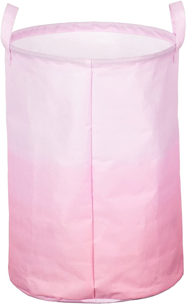 Pink Gradient Laundry Basket Hamper with Carrying Handles and Gold Scripted "Life is Beautiful" Quote-MyGift