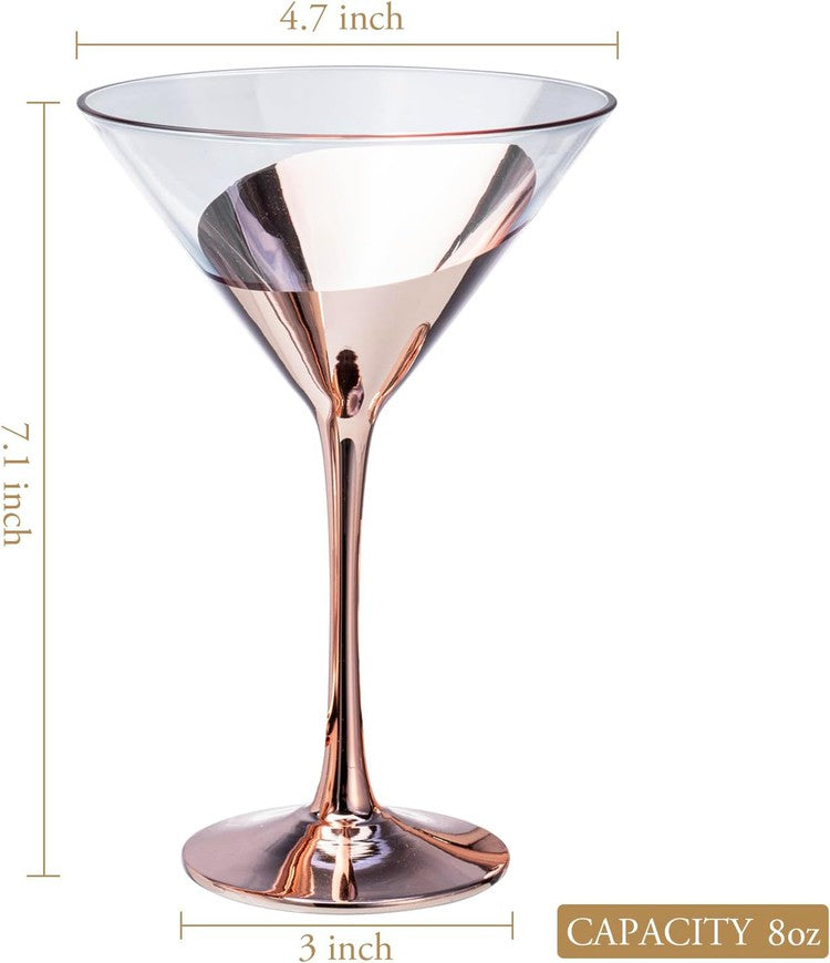 Copper Martini Glass, Elegant Cocktail Party, Wedding, or Anniversary Dinner Drinking Stemware, Set of 4-MyGift