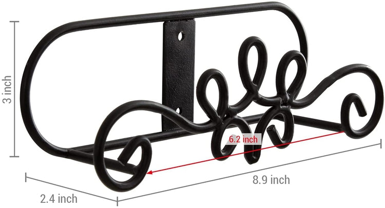 Wall Mounted China Plate Holder Display Stand Rack with Black Metal Decorative Scrollwork Design-MyGift