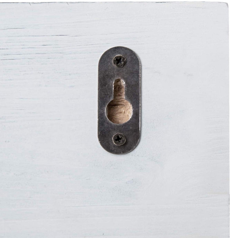 2-Slot White Wood Wall Mounted Mail Holder with 6 Key Hooks & Chalkboard Labels-MyGift