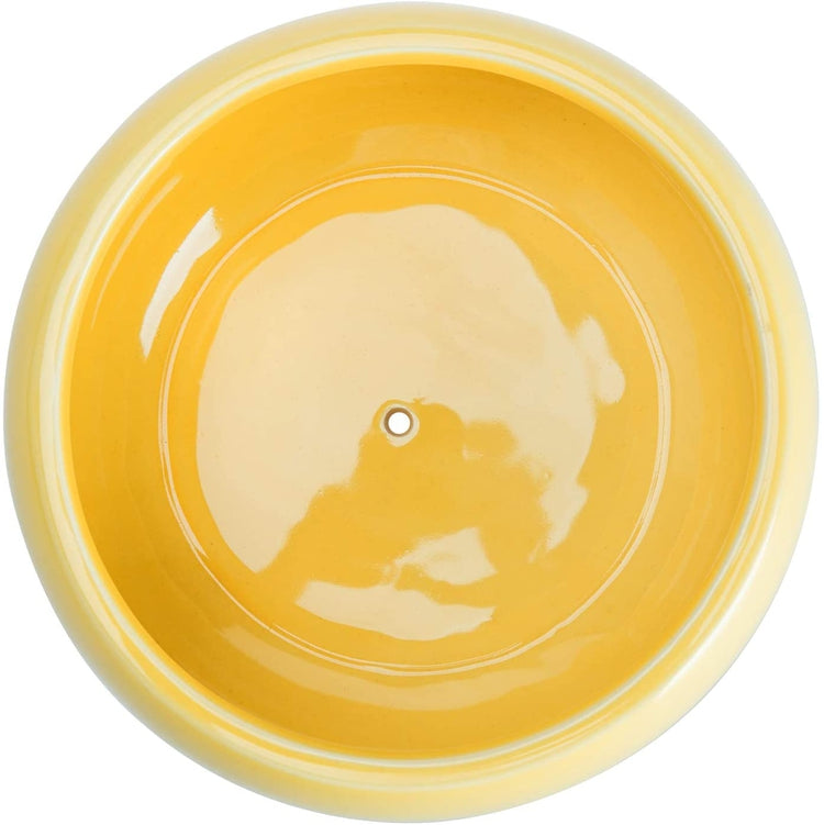 7.5 Inch Round Yellow Glazed Ceramic Planter Pot-MyGift