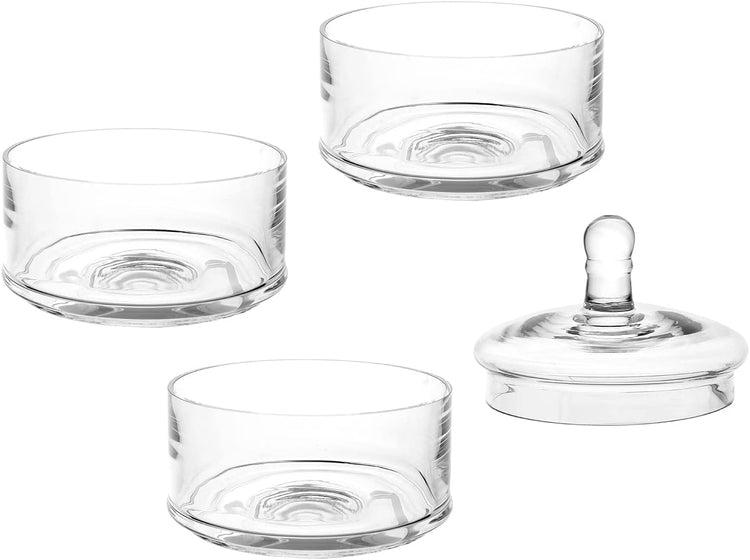 3 Tier Apothecary Glass Stacking Jars, Round Candy Cookie Dessert Holder-MyGift