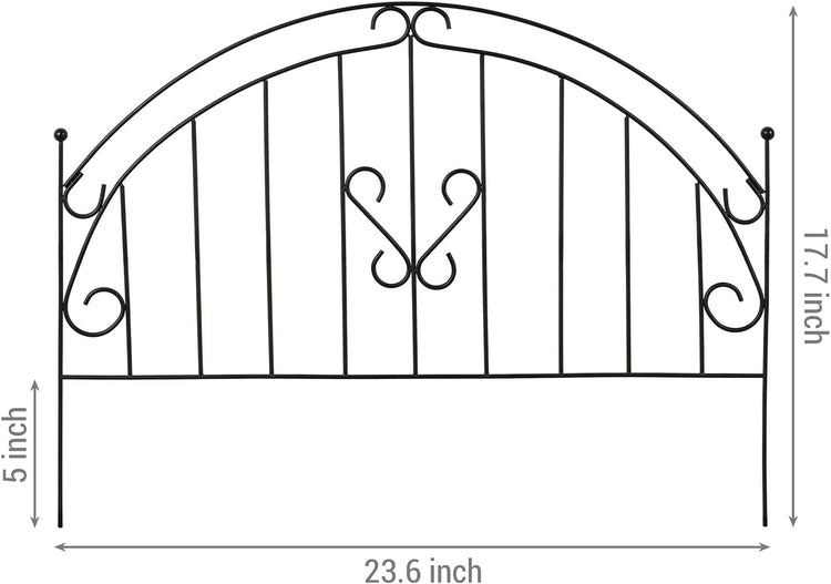 Set of 4, Scrollwork Matte Black Metal Wire Low Trellis Fence, Support Stakes for Climbing Plants and Crawling Vines-MyGift