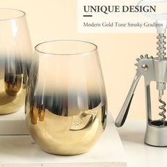 Brass Plated Smokey Gradient Design Goblet Style Wine Glasses, Set of –  MyGift