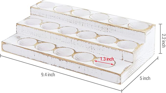 Whitewashed Wood 3-Tier Essential Oil Display Stand - Holds 17 Bottles-MyGift