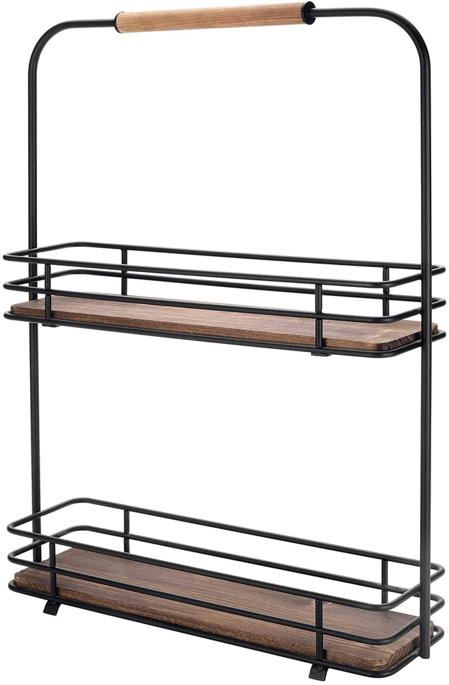 Matte Black Metal Frame 2 Tier Spice Jar Display Storage Rack