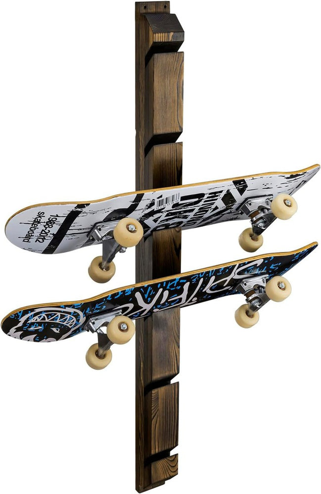 Wall Mounted Wood Skateboard Display Rack, Hanging Longboard Storage Organizer, Holds 6 Boards-MyGift