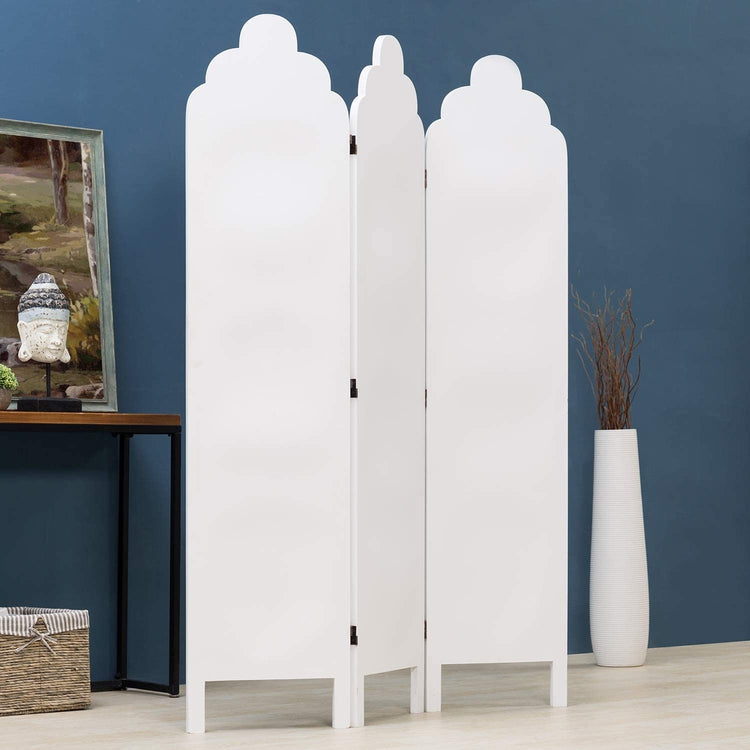 3-Panel Shabby Chic Vintage White Solid Wood Freestanding Room Divider-MyGift