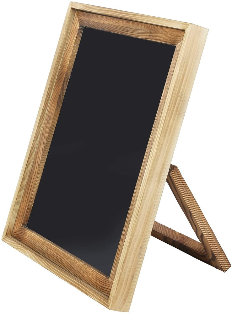 Picture Frame Style Chalkboard Tabletop Easel, Two-Toned Rustic Burnt Wood Framed Freestanding Chalkboard Sign-MyGift