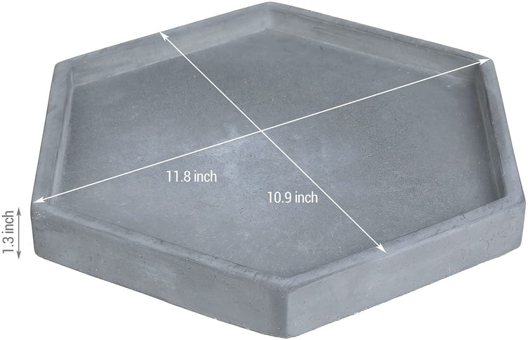 Hexagonal Dark Gray Concrete Bathroom or Bedroom Vanity Tray, Decorative Countertop Jewelry Perfume Dish Tray-MyGift