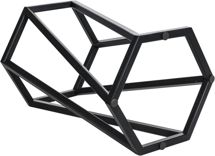 MyGift Modern Pizza Pedestal Stand, Twisting Geometric Matte Black