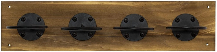 Baseball Holders for Ball Display Rack, Burnt Wood and Matte Black Metal Wire Wall Mounted Ball Storage-MyGift