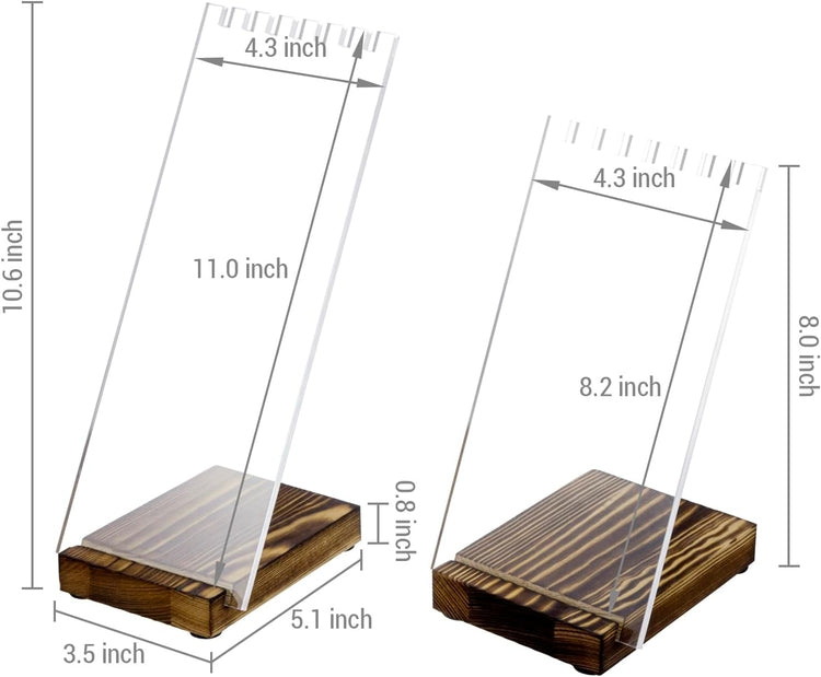 Tabletop Clear Acrylic Necklace Holder with Panel and Wood Base, Jewelry Stand, 2 Piece Set-MyGift