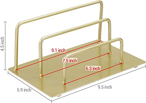 Modern Brass Tone Metal Mail Holder Countertop Organizer, 2-Slot Desktop Mail Sorter, Document Storage Rack-MyGift