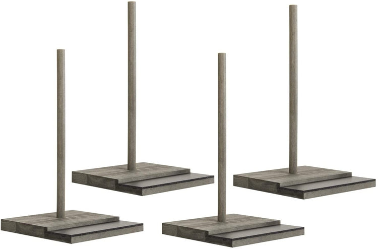 4 Pack of 12 Inch Gray Wooden Display Rack, Donut Holder and Serving Stands with Chalkboard Labels-MyGift