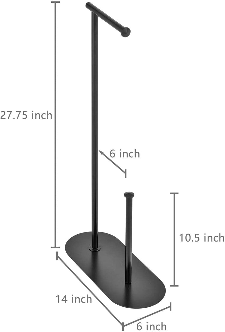 Modern Matte Black Metal Freestanding Toilet Paper Stand with Reserve  Storage
