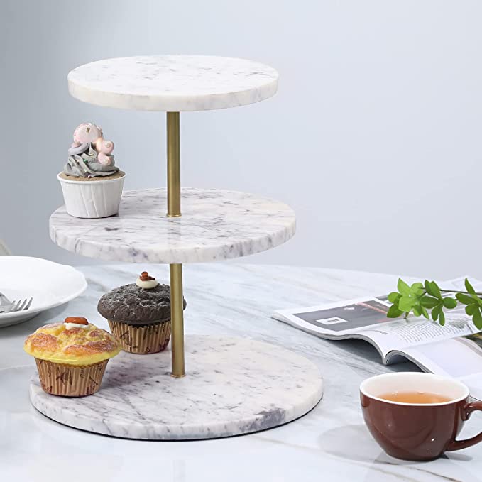3 Tiered Cupcake Stand, Tea Party Serving Platter, Modern Round Retail Riser Stand-MyGift