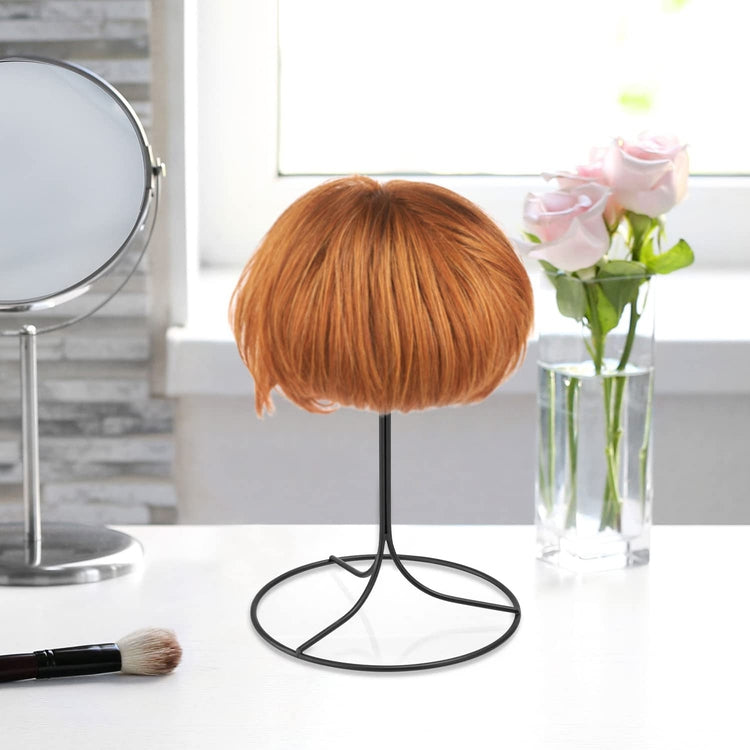 11 Inch Black Wire Metal Hat Display Stand, Freestanding Single Hat Rack with 6.5 inch Dome for Caps, Wigs and Headwear-MyGift