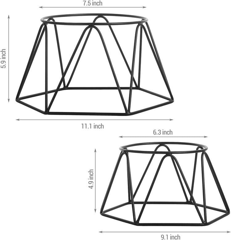 Set of 2, Black Geometric Tabletop Restaurant Pizza Pan or Oyster Tray Food Display Riser Server Stand-MyGift