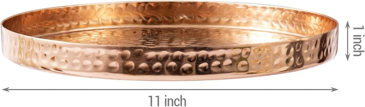 Hammered Copper Round Tray, Aluminum Plated Serving Display Platter and Vanity Tray-MyGift
