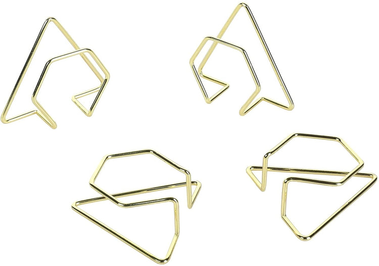 Set of 4, Napkin Holders for Cloth Napkins, Modern Brass Tone Metal Wire Geometric Napkin Rings-MyGift
