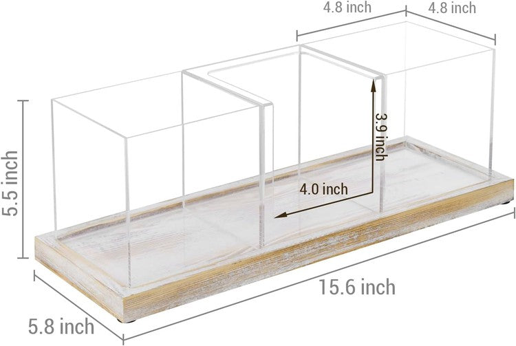 Coffee and Tea Station Organizer with 3 Removable Premium Clear Acrylic Compartments, 4 Piece Set-MyGift