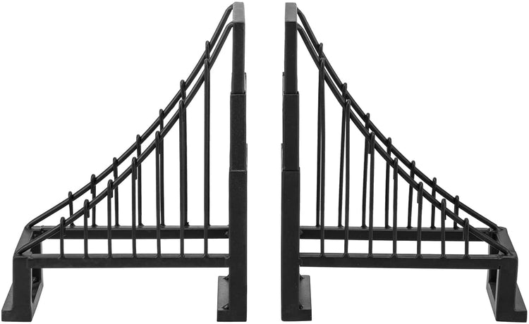 Set of 2, Decorative Bookends, Black Metal Suspension Bridge Design Bookends, Architect Book Stopper Holder Stand-MyGift